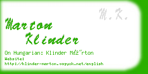 marton klinder business card